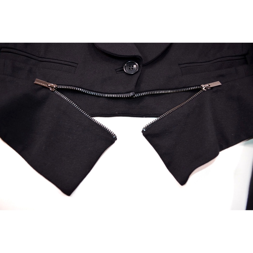 BCBG Max Azria Black Cropped Jacket W/ Zipper Detail Womens M - Picture 12 of 16